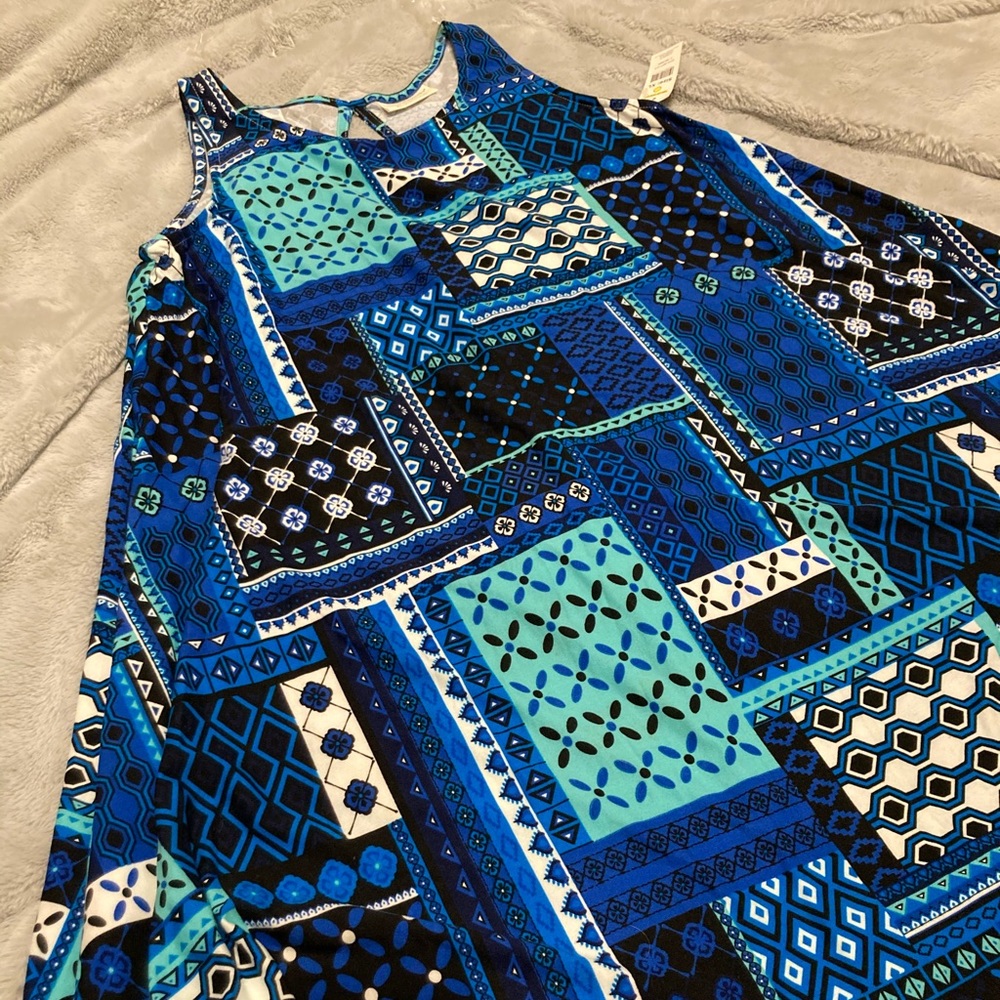 NWT blue Bobbie Brook patchwork tank swing dress